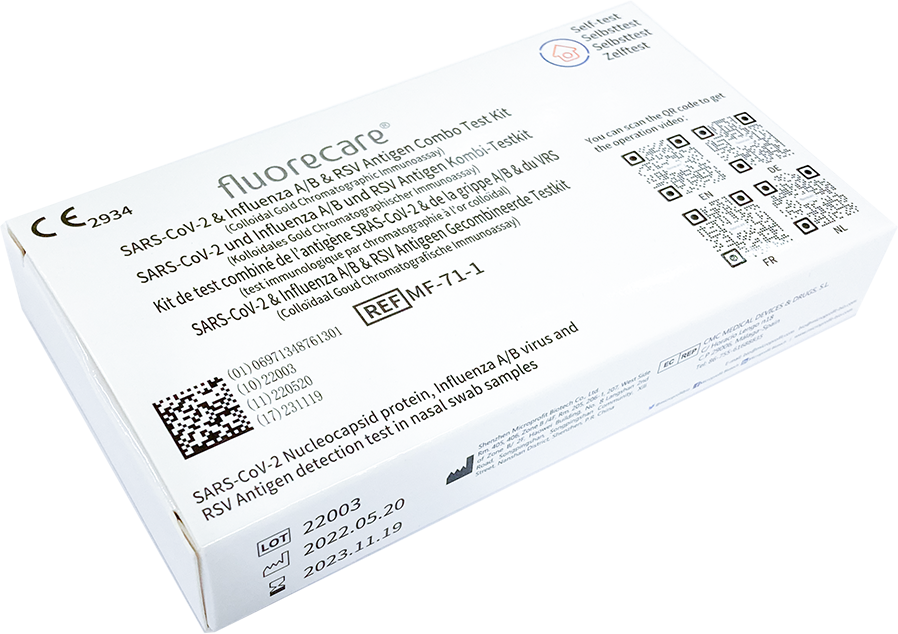 SARS-CoV-2, Influenza A+B & RSV Antigen Combo Test Kit